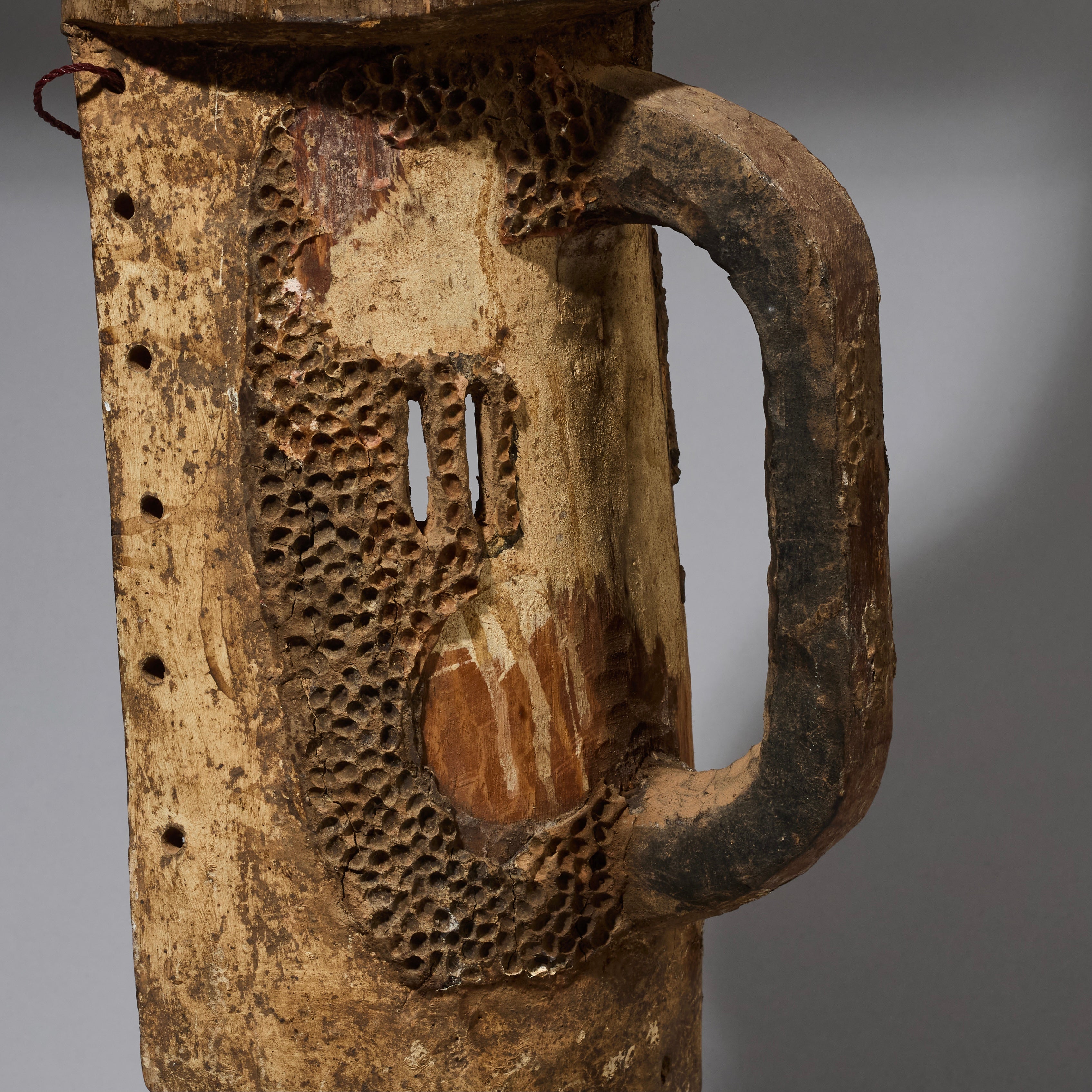 A TALL MASK WITH MAGIC RED SEEDS, MOSSI TRIBE OF BURKINA FASO ( No 2841  )