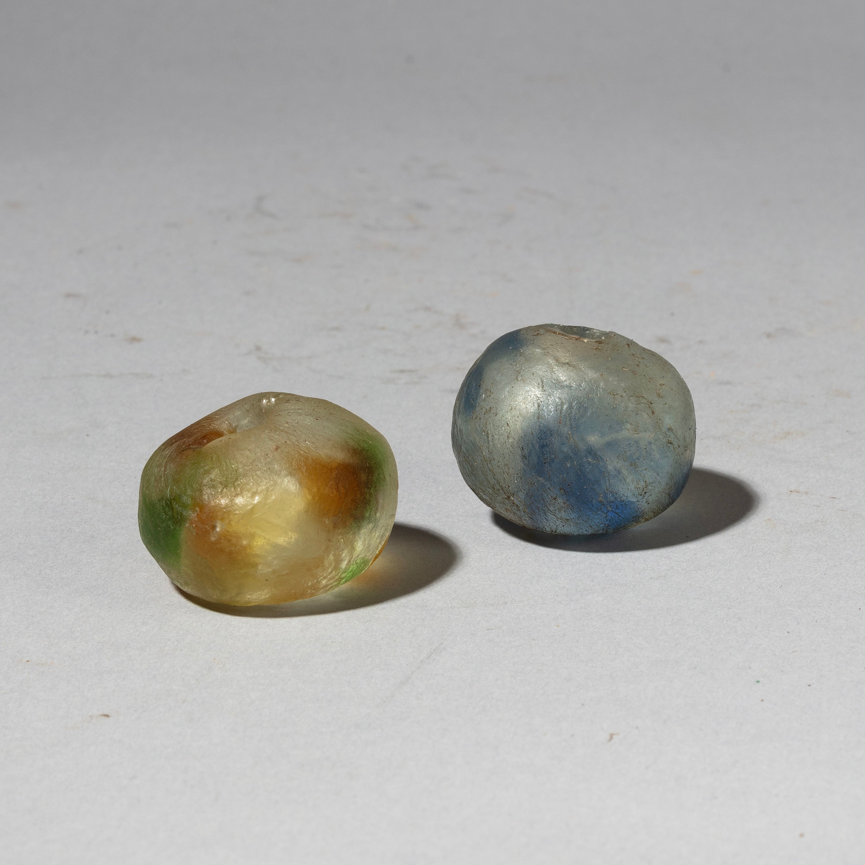 TWO BIG, SOLID RECYLCLED GLASS BEADS FROM GHANA ( No 4323 )