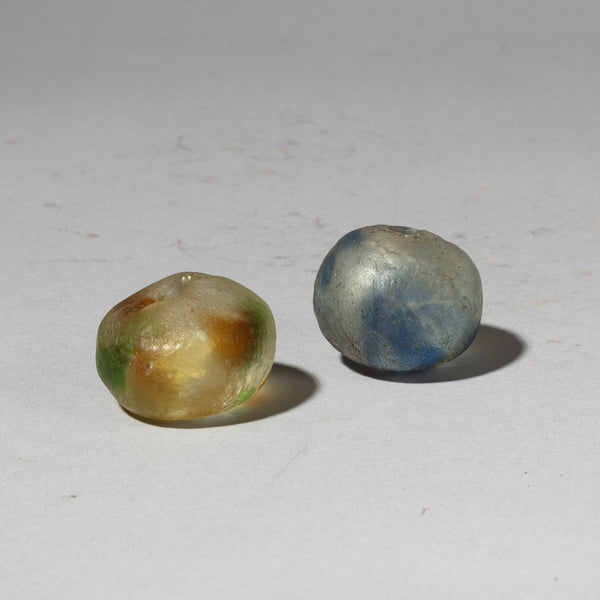 TWO BIG, SOLID RECYLCLED GLASS BEADS FROM GHANA ( No 4323 )