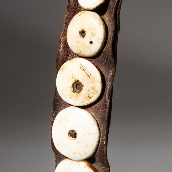 AN OLD CURRENCY SHELL LEATHER BELT FRAGMENT FROM THE HIMBA TRIBE NAMIBIA SW AFRICA ( No 4334 )