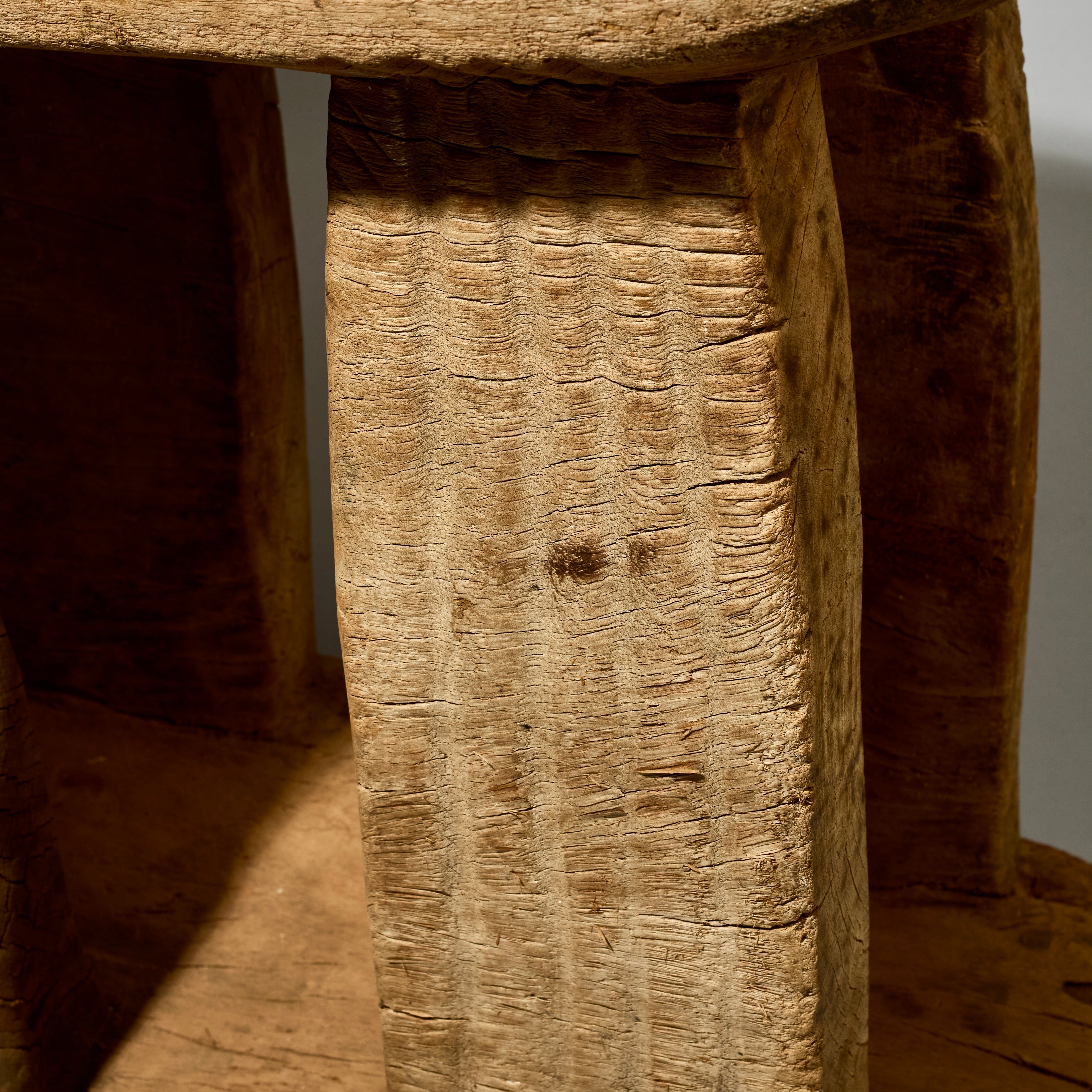 AN OLD, WELL PATINATED TALL STOOL, GURUNSI TRIBE OF BURKINA FASO W.AFRICA ( No 2828 )