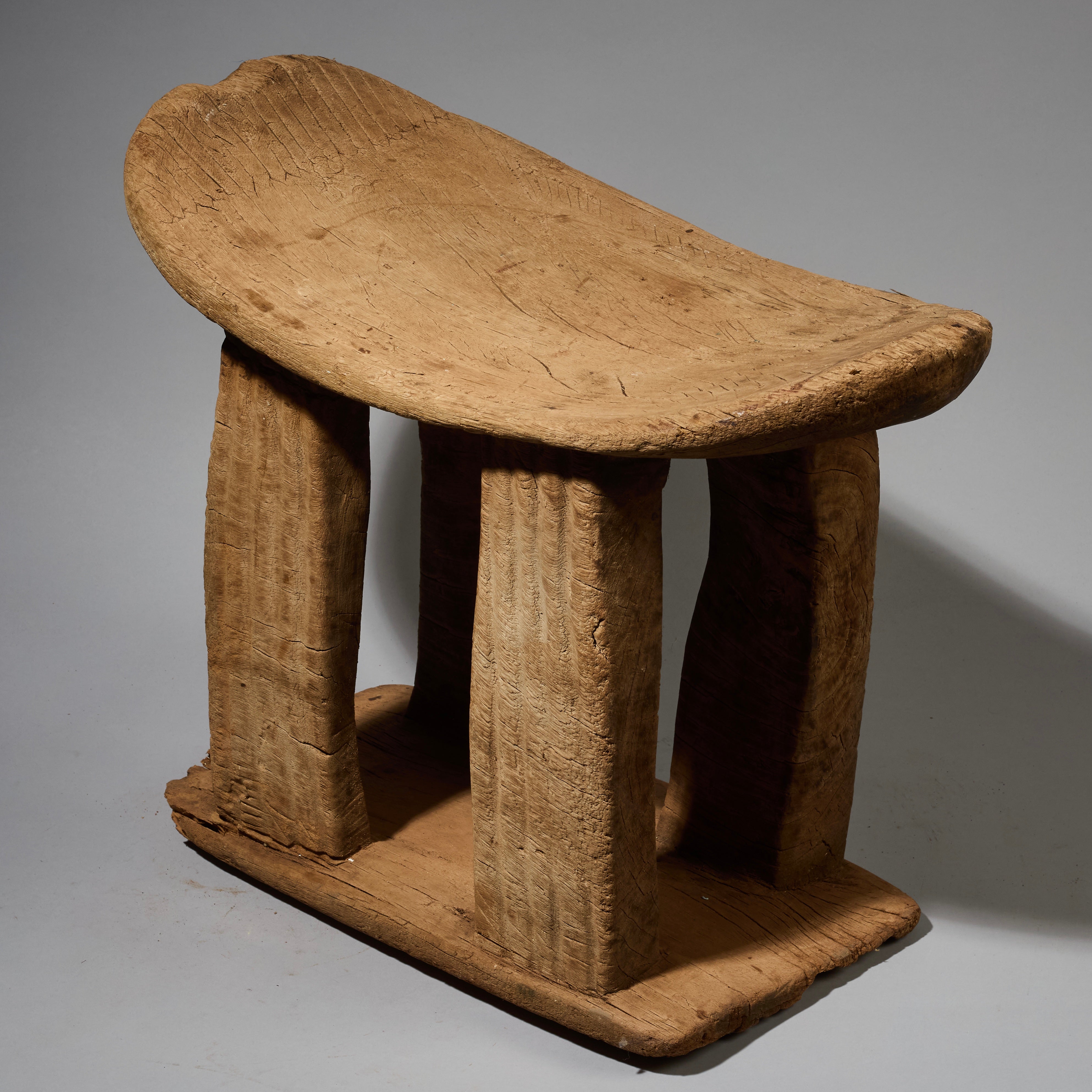 AN OLD, WELL PATINATED TALL STOOL, GURUNSI TRIBE OF BURKINA FASO W.AFRICA ( No 2828 )