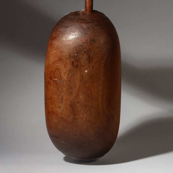 A CURVY  WOODEN MEDIUMBOWL WITH METAL INDIGENOUS REPAIRS FROM THE TUTSI TRIBE OF RWANDA ( No 4320 )