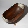 A CURVY  WOODEN MEDIUMBOWL WITH METAL INDIGENOUS REPAIRS FROM THE TUTSI TRIBE OF RWANDA ( No 4320 )
