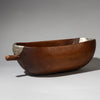 A CURVY  WOODEN MEDIUMBOWL WITH METAL INDIGENOUS REPAIRS FROM THE TUTSI TRIBE OF RWANDA ( No 4320 )