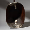 A SHAPLEY WOODEN MEDIUM BOWL WITH METAL INDIGENOUS REPAIRS FROM THE TUTSI TRIBE OF RWANDA ( No 4319 )