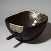 A SHAPLEY WOODEN MEDIUM BOWL WITH METAL INDIGENOUS REPAIRS FROM THE TUTSI TRIBE OF RWANDA ( No 4319 )