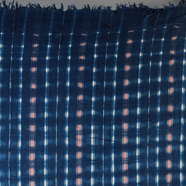 *A BEAUTIFULLY DESIGNED INDIGO + PINK WOMANS CLOTH, MOSSI TRIBE BURKINA FASO ( No 2780 )