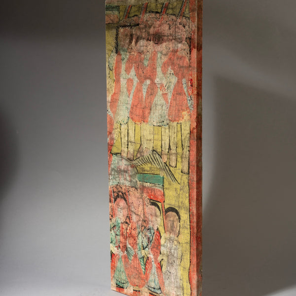 AN ETHIOPIAN HISTORICAL PAINTING DEPICTING A CLASH WITH ITALIAN COLONIAL FORCES ( No 4331 )