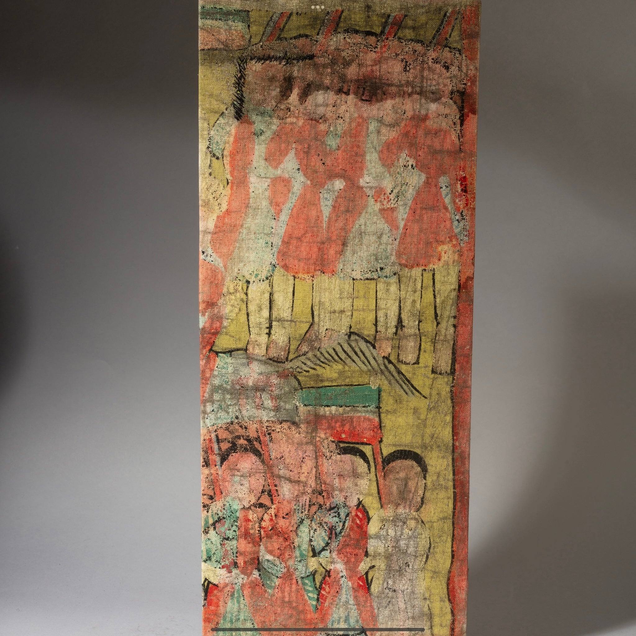 AN ETHIOPIAN HISTORICAL PAINTING DEPICTING A CLASH WITH ITALIAN COLONIAL FORCES ( No 4331 )