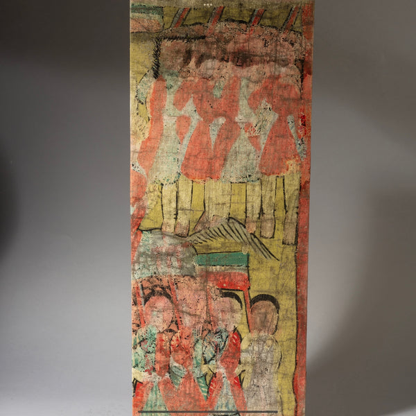 AN ETHIOPIAN HISTORICAL PAINTING DEPICTING A CLASH WITH ITALIAN COLONIAL FORCES ( No 4331 )