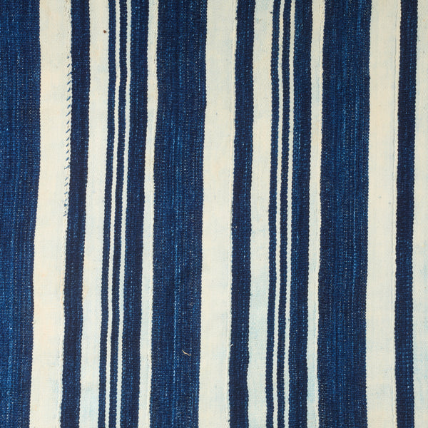 *A STUPENDOUS STRIPED INDIGO WOMANS CLOTH, NORTHERN GHANA ( No 2862 )