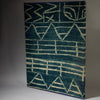 SOLD JT AN ABSTRACT MOUNTED NDOP COTTON TEXTILE, BAMILEKE TRIBE CAMEROON ( No 4354 )