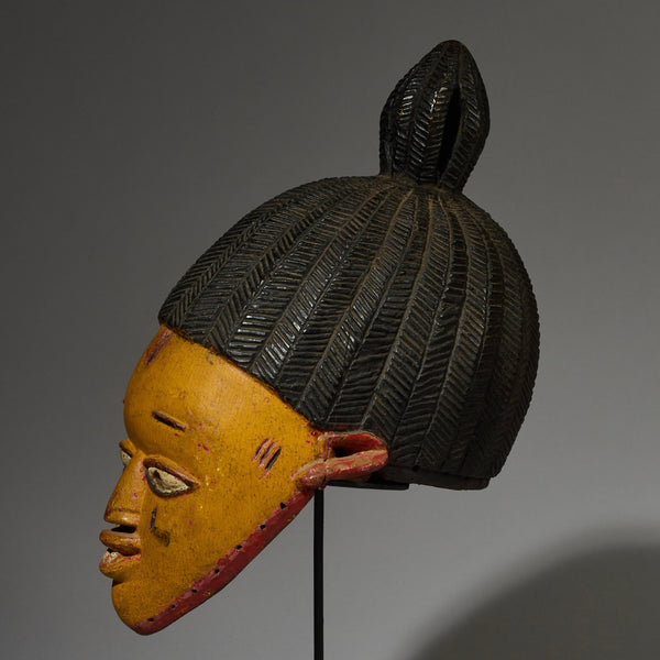 A REFINED ELEGANT COLLECTION GELEDE MASK FROM YORUBA TRIBE NIGERIA W.AFRICA ( No 2860 )