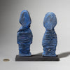 A BRIGHT YVES KLEON BLUE PAIR OF FETISH FIGURES, EWE TRIBE, GHANA, WEST AFRICA ( No 4423 )