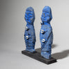 A BRIGHT YVES KLEON BLUE PAIR OF FETISH FIGURES, EWE TRIBE, GHANA, WEST AFRICA ( No 4423 )