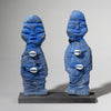 A BRIGHT YVES KLEON BLUE PAIR OF FETISH FIGURES, EWE TRIBE, GHANA, WEST AFRICA ( No 4423 )