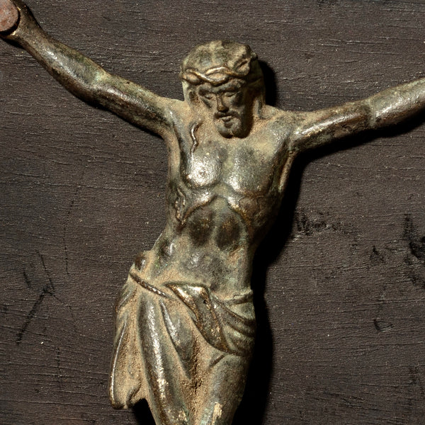 A BRONZE CAST JESUS ON STAND FROM NORTH AFRICA  (No 4439 )