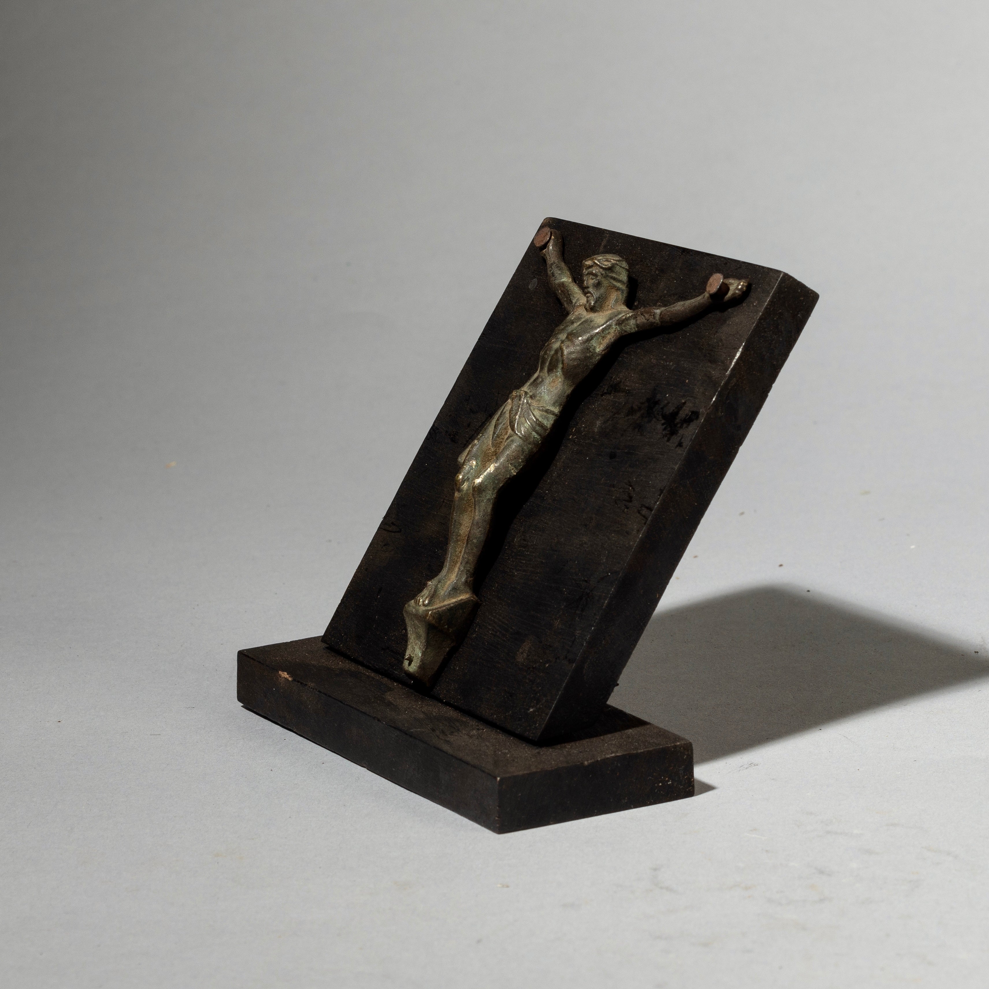 A BRONZE CAST JESUS ON STAND FROM NORTH AFRICA  (No 4439 )