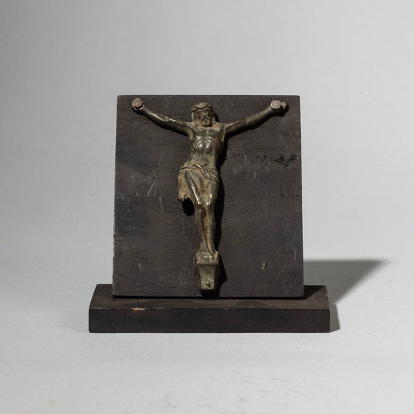 A BRONZE CAST JESUS ON STAND FROM NORTH AFRICA  (No 4439 )