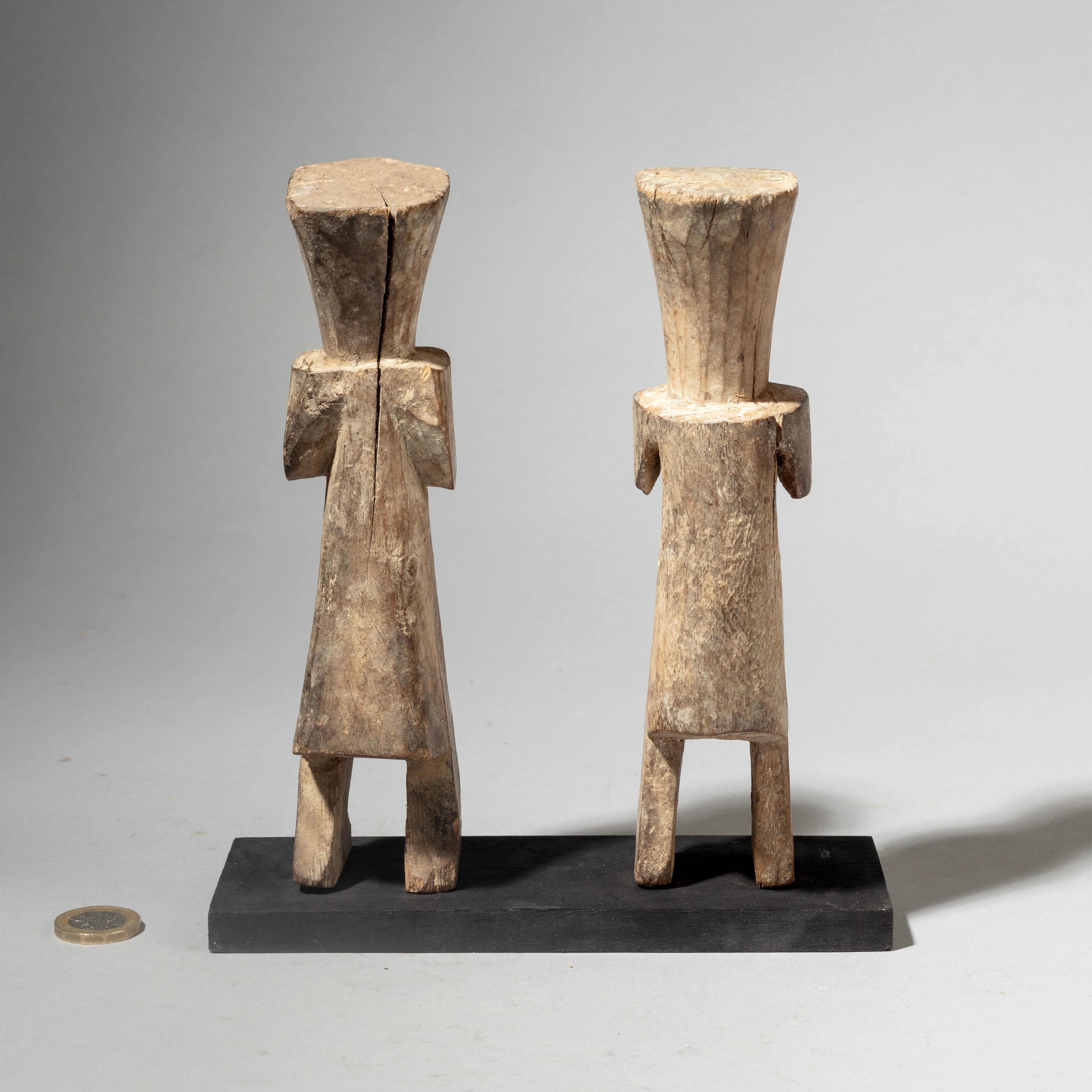A LIKEABLE PAIR OF CUBIST ADAN ANCESTOR FIGURES, GHANA, W. AFRICA( No 1846) (Copy)