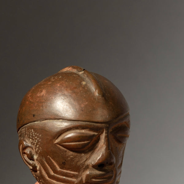 AN ANTIQUE OGBONI BRONZE BUST , YORUBA TRIBE NIGERIA W AFRICA (No 4437 )