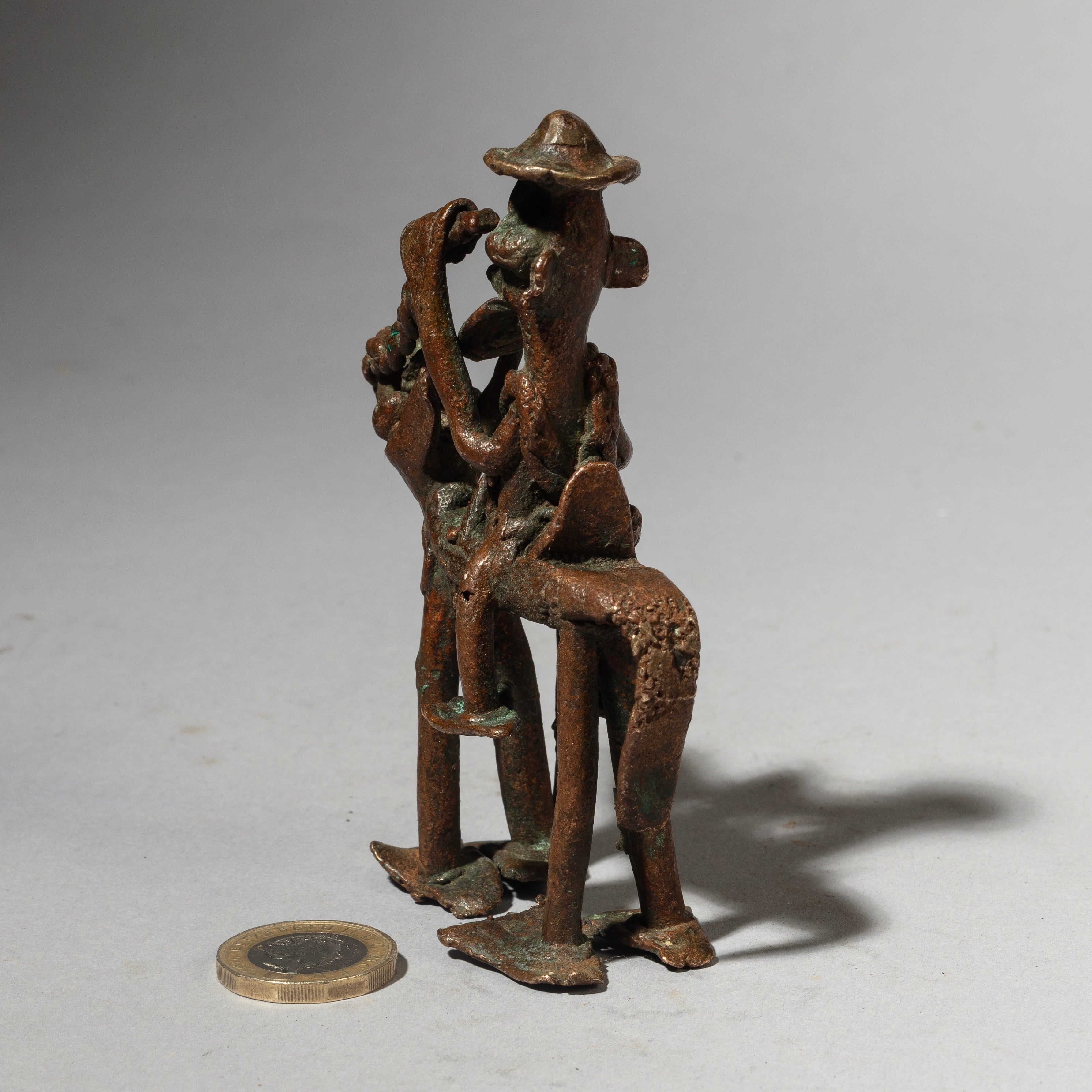A SUPERB HORSE + RIDER BRONZE CHARM, SENOUFO TRIBE BURKINA FASO ( No 4381 )