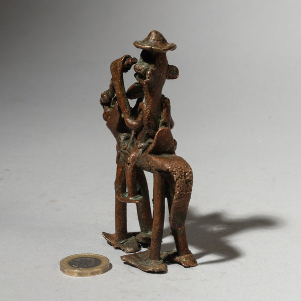A SUPERB HORSE + RIDER BRONZE CHARM, SENOUFO TRIBE BURKINA FASO ( No 4381 )