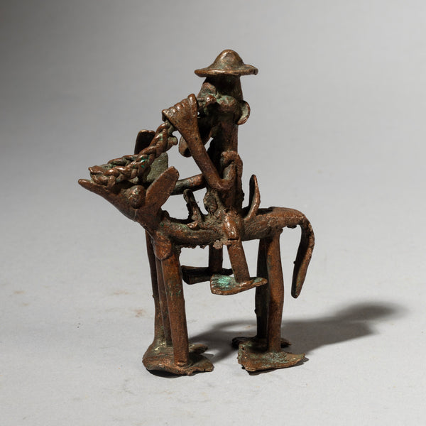 A SUPERB HORSE + RIDER BRONZE CHARM, SENOUFO TRIBE BURKINA FASO ( No 4381 )