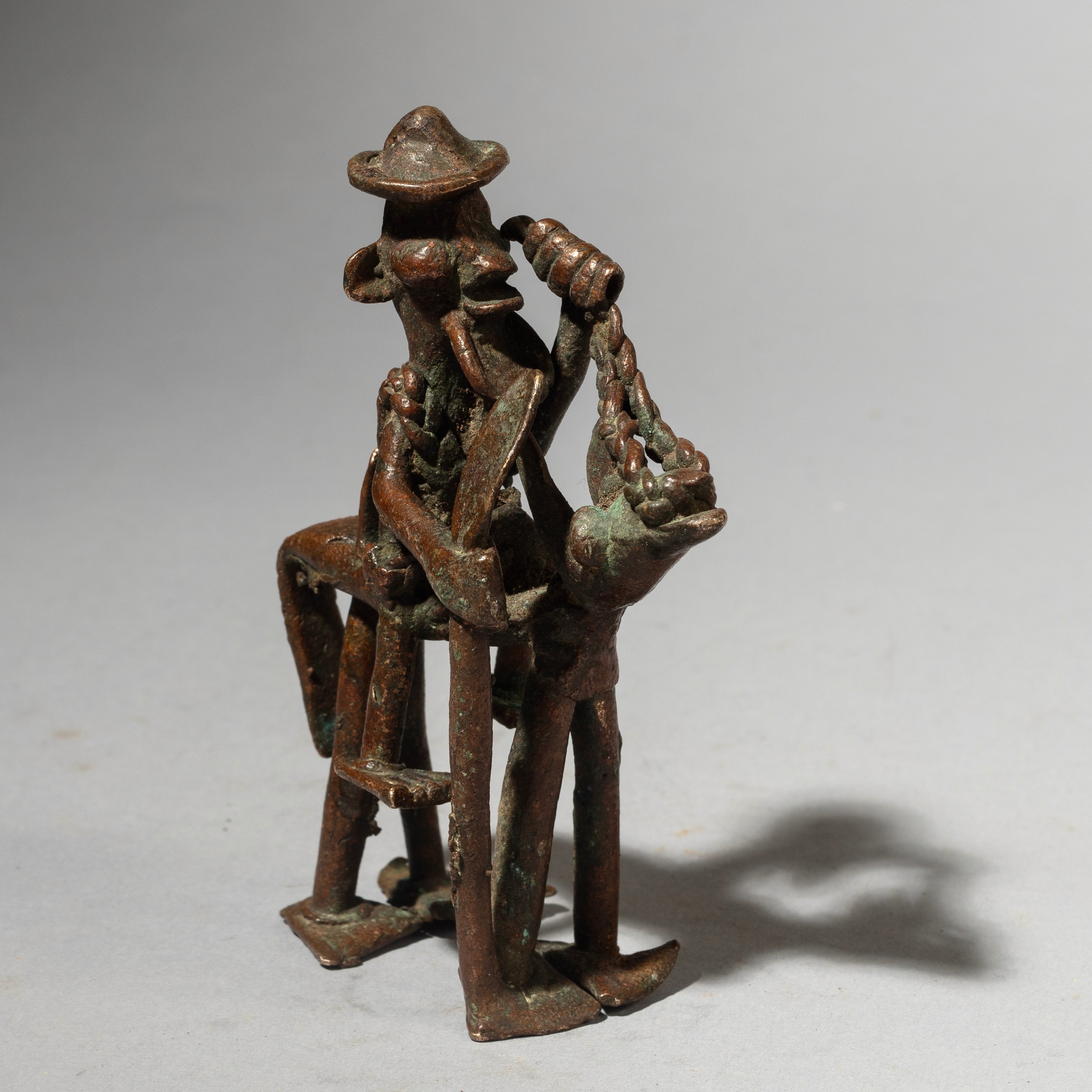 A SUPERB HORSE + RIDER BRONZE CHARM, SENOUFO TRIBE BURKINA FASO ( No 4381 )