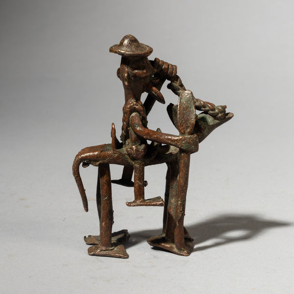 A SUPERB HORSE + RIDER BRONZE CHARM, SENOUFO TRIBE BURKINA FASO ( No 4381 )