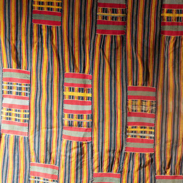 AN INTRICATELY WOVEN GOLDEN WOMANS CLOTH, EWE TRIBE GHANA ( No 4435 )