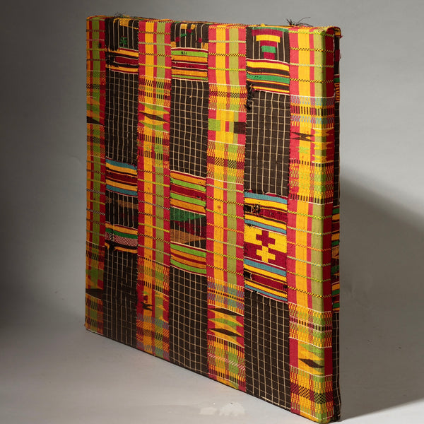 AN IMPACTFUL  MOUNTED   TEXTILE, ASHANTI  TRIBE  ( No 4413 )