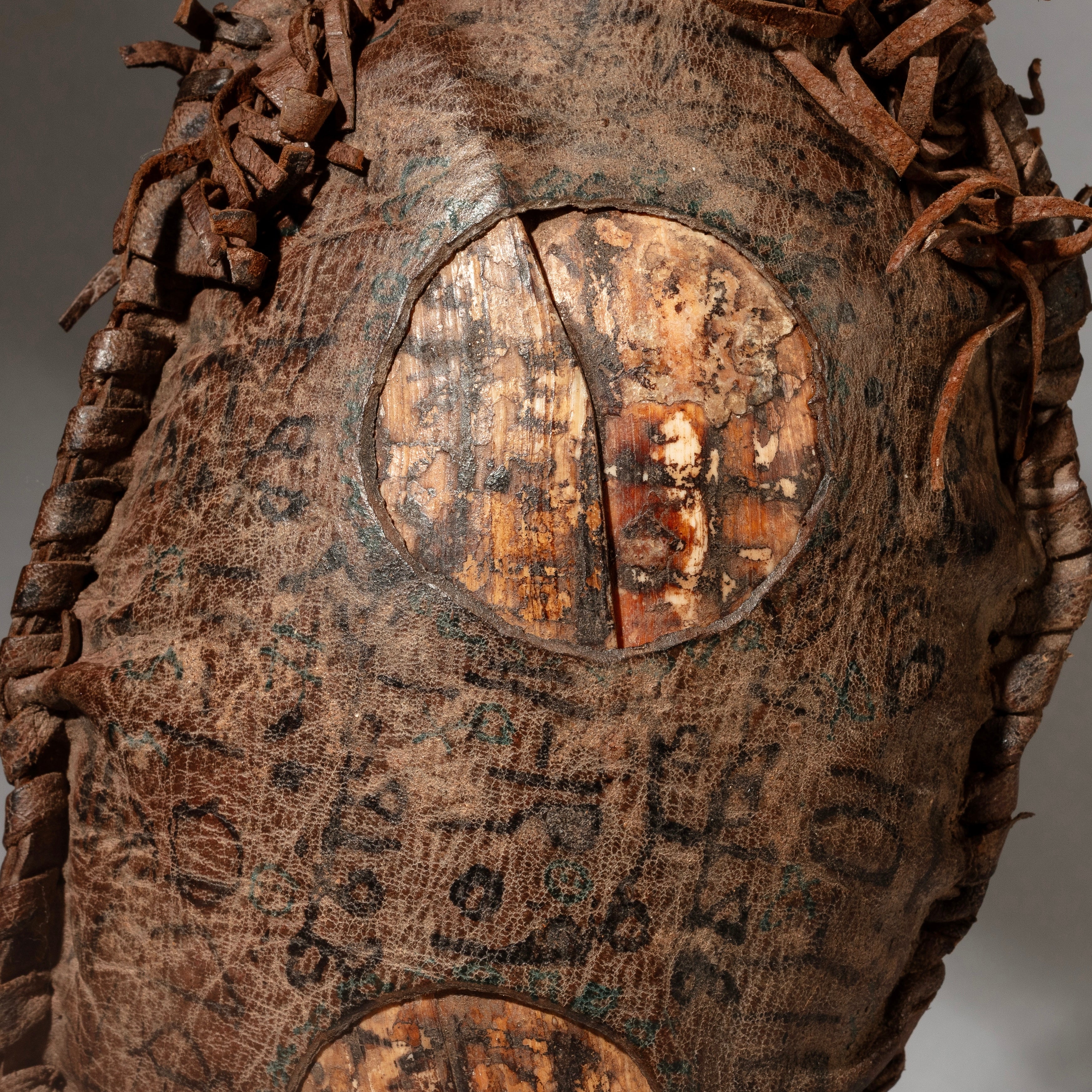 A CURIOUS UNIQUE LEATHER FETISH WITH SCRIPT, FROM HAUSA TRIBE OF NIGERIA, W. AFRICA (No 4501 )