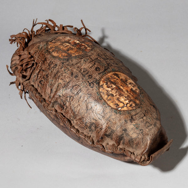 A CURIOUS UNIQUE LEATHER FETISH WITH SCRIPT, FROM HAUSA TRIBE OF NIGERIA, W. AFRICA (No 4501 )