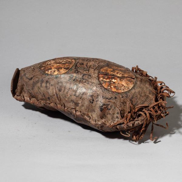 A CURIOUS UNIQUE LEATHER FETISH WITH SCRIPT, FROM HAUSA TRIBE OF NIGERIA, W. AFRICA (No 4501 )