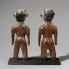 A STRIKING PAIR OF KAOLIN  FACED VENAVI DOLLS FROM EWE TRIBE GHANA WEST AFRICA( No 4515 )