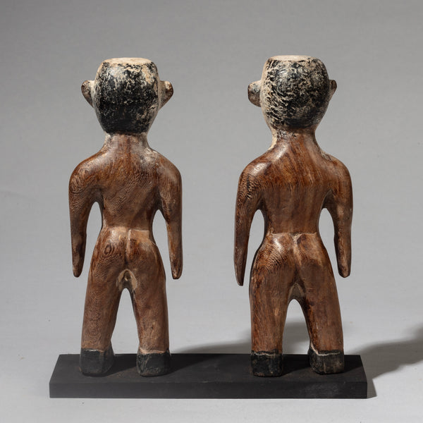 A STRIKING PAIR OF KAOLIN  FACED VENAVI DOLLS FROM EWE TRIBE GHANA WEST AFRICA( No 4515 )