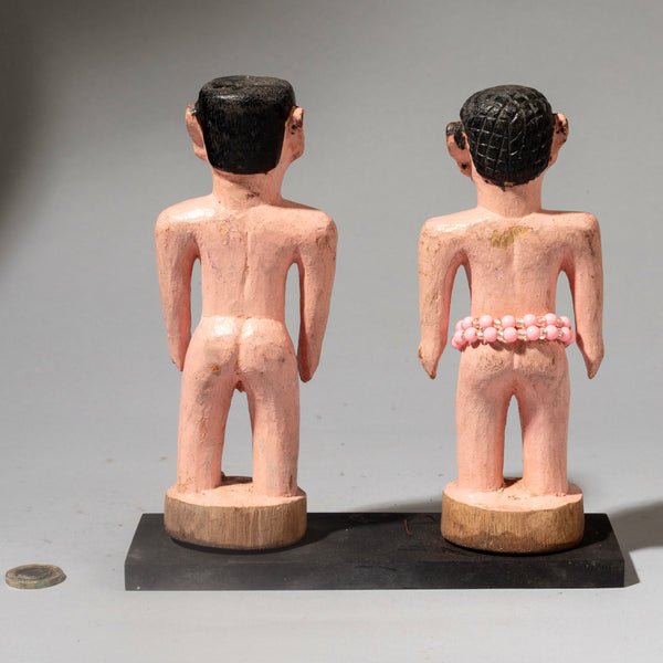 A PRETTY PINK PAIR OF VENAVI DOLLS FROM EWE TRIBE GHANA WEST AFRICA( No 4468 )
