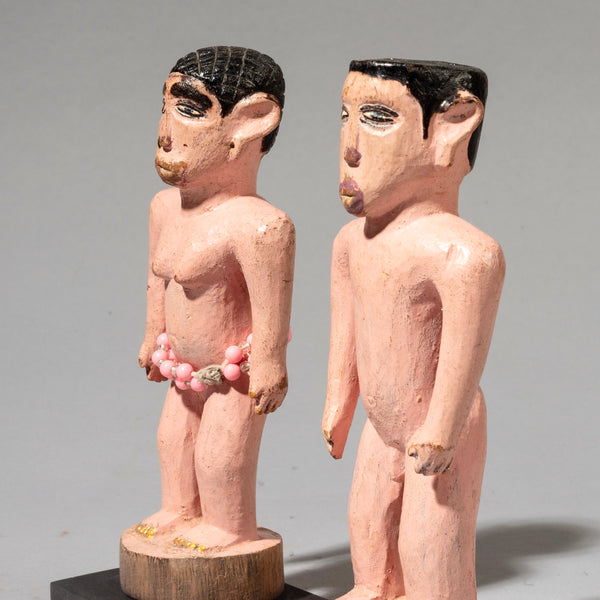 A PRETTY PINK PAIR OF VENAVI DOLLS FROM EWE TRIBE GHANA WEST AFRICA( No 4468 )
