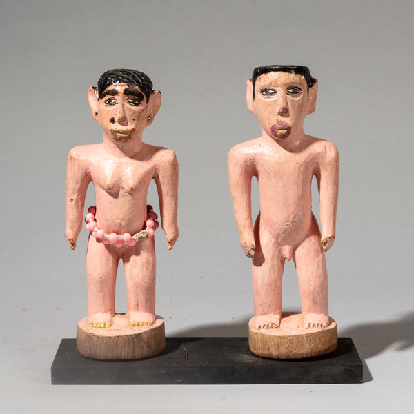 A PRETTY PINK PAIR OF VENAVI DOLLS FROM EWE TRIBE GHANA WEST AFRICA( No 4468 )