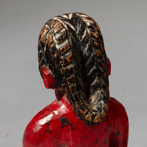A UNIQUE RED PAIR OF VENAVI DOLLS, EWE TRIBE OF GHANA ( No 4467 )