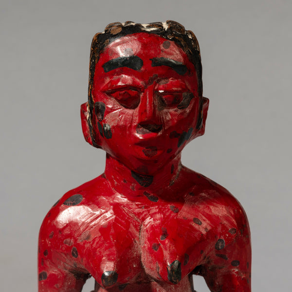 A UNIQUE RED PAIR OF VENAVI DOLLS, EWE TRIBE OF GHANA ( No 4467 )
