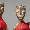 A RED FABRIC WRAPPED PAIR OF VENAVI DOLLS FROM EWE TRIBE GHANA WEST AFRICA ( No 4516 )