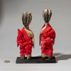 A RED FABRIC WRAPPED PAIR OF VENAVI DOLLS FROM EWE TRIBE GHANA WEST AFRICA ( No 4516 )