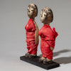A RED FABRIC WRAPPED PAIR OF VENAVI DOLLS FROM EWE TRIBE GHANA WEST AFRICA ( No 4516 )