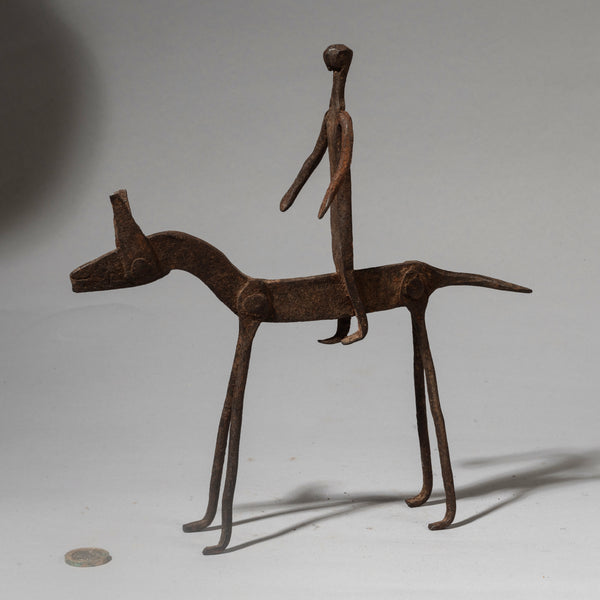 A FABULOUS IRON HORSE + RIDER ALTAR OBJECT, BAMANA TRIBE OF MALI ( No 4491 )