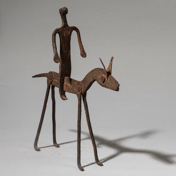 A FABULOUS IRON HORSE + RIDER ALTAR OBJECT, BAMANA TRIBE OF MALI ( No 4491 )