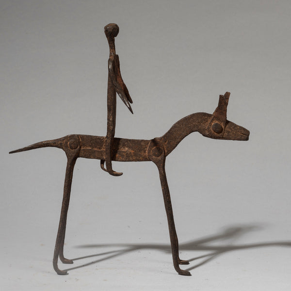 A FABULOUS IRON HORSE + RIDER ALTAR OBJECT, BAMANA TRIBE OF MALI ( No 4491 )