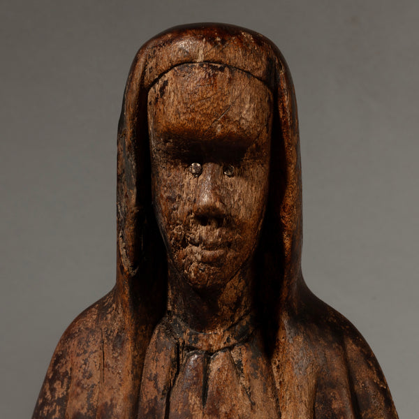 AN ANTIQUE, 80cm HOLY MARY STATUE, MAKONDE TRIBE OF TANZANIA ( No 4543 )